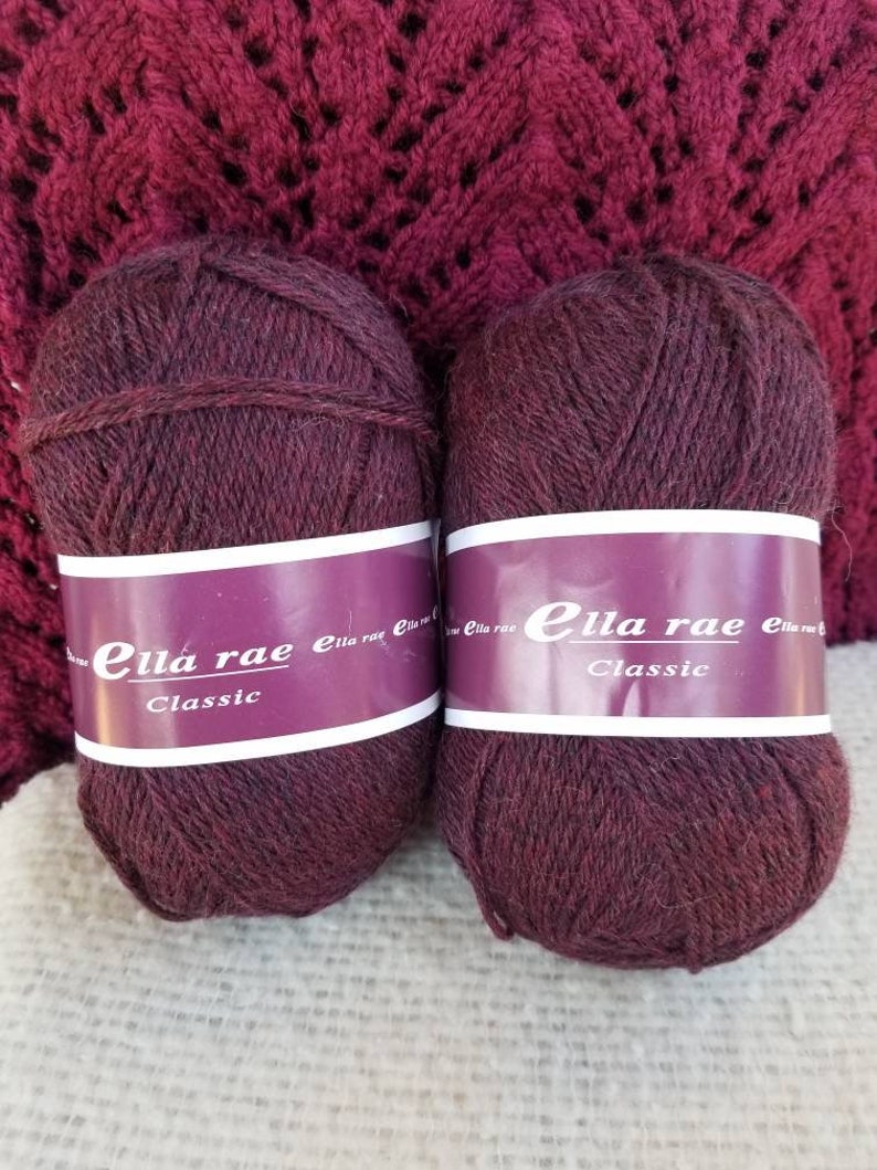 Ella Rae Classic 100% Wool Wine Color 113 Worsted Weight Yarn | Etsy