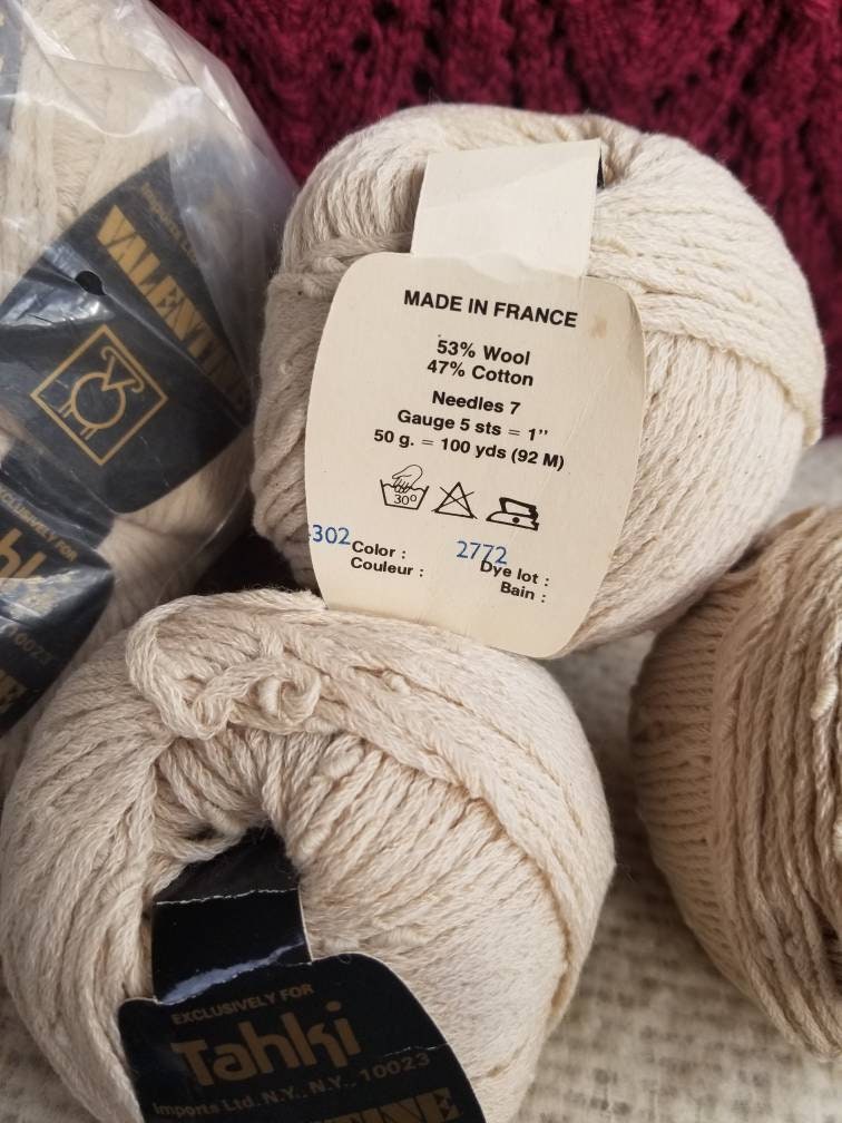 Tahki Yarn Valentine Wool Cotton Blend Color 302 Cream -  Canada