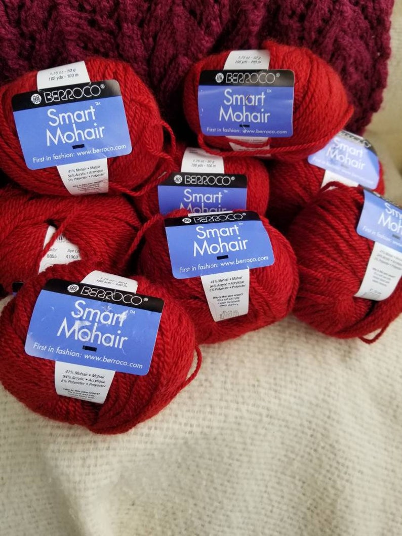 Berroco Smart Mohair 50g1.75 oz Color 8855 Red Rust color 41/% Mohair yarn