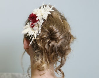 Artequeen's Red White Flower Wedding Hair Combs