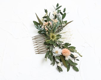 Artequeen Greenery wedding hair comb / greenery wedding hair pieces / bridal hair comb / Preserved flowers