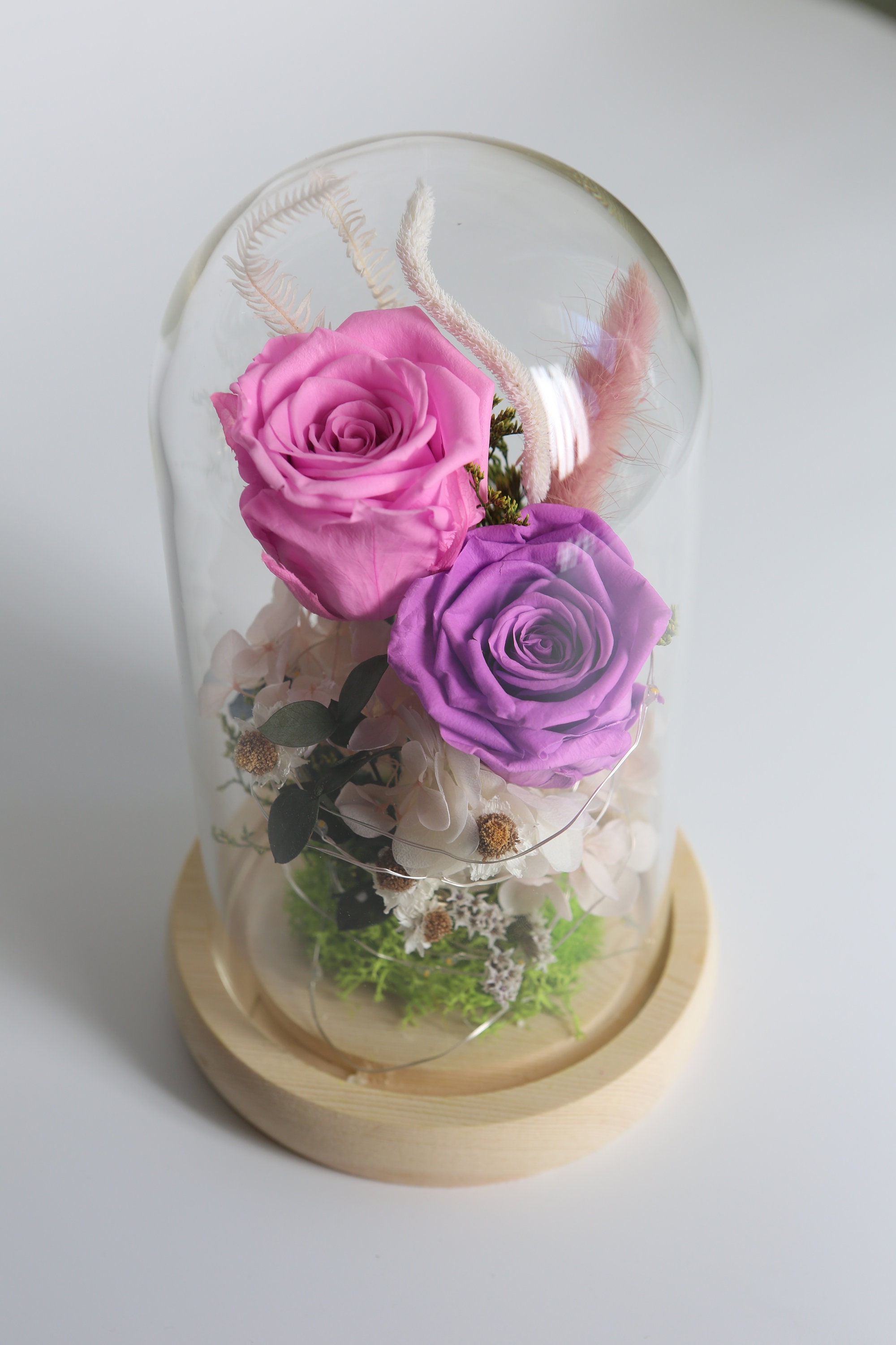 Arte Queen_preserved Flower LED Glass Dome 001 Etsy