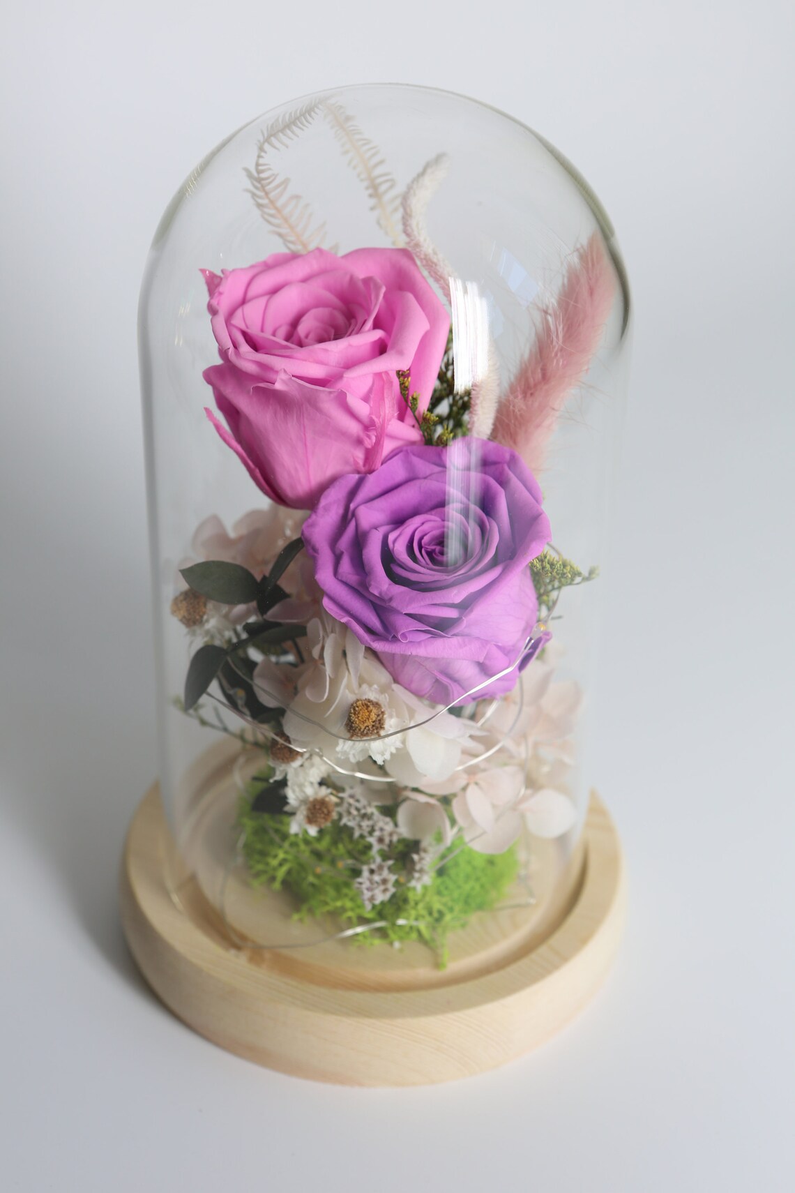 Arte Queen_preserved Flower LED Glass Dome 001 Etsy