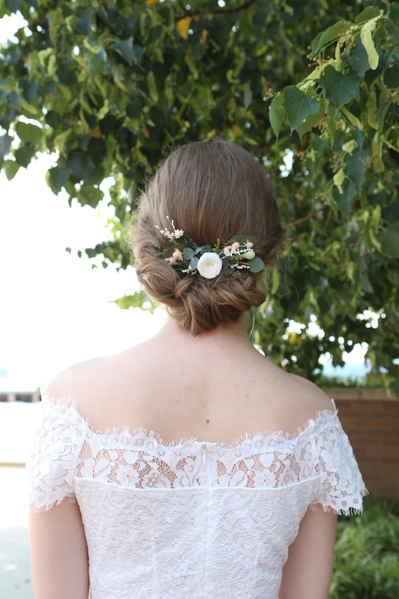 Preserved green White autin rose Hair combs bridal Hair accessories
