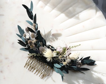 Artequeen wedding hair comb / greenery wedding hair pieces / bridal hair comb / Preserved flowers