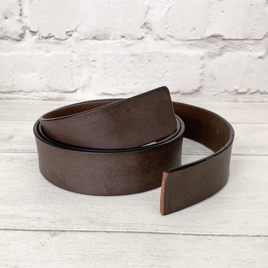 Leather Belt Blank Brown Genuine Leather with Finished Edges Etsy