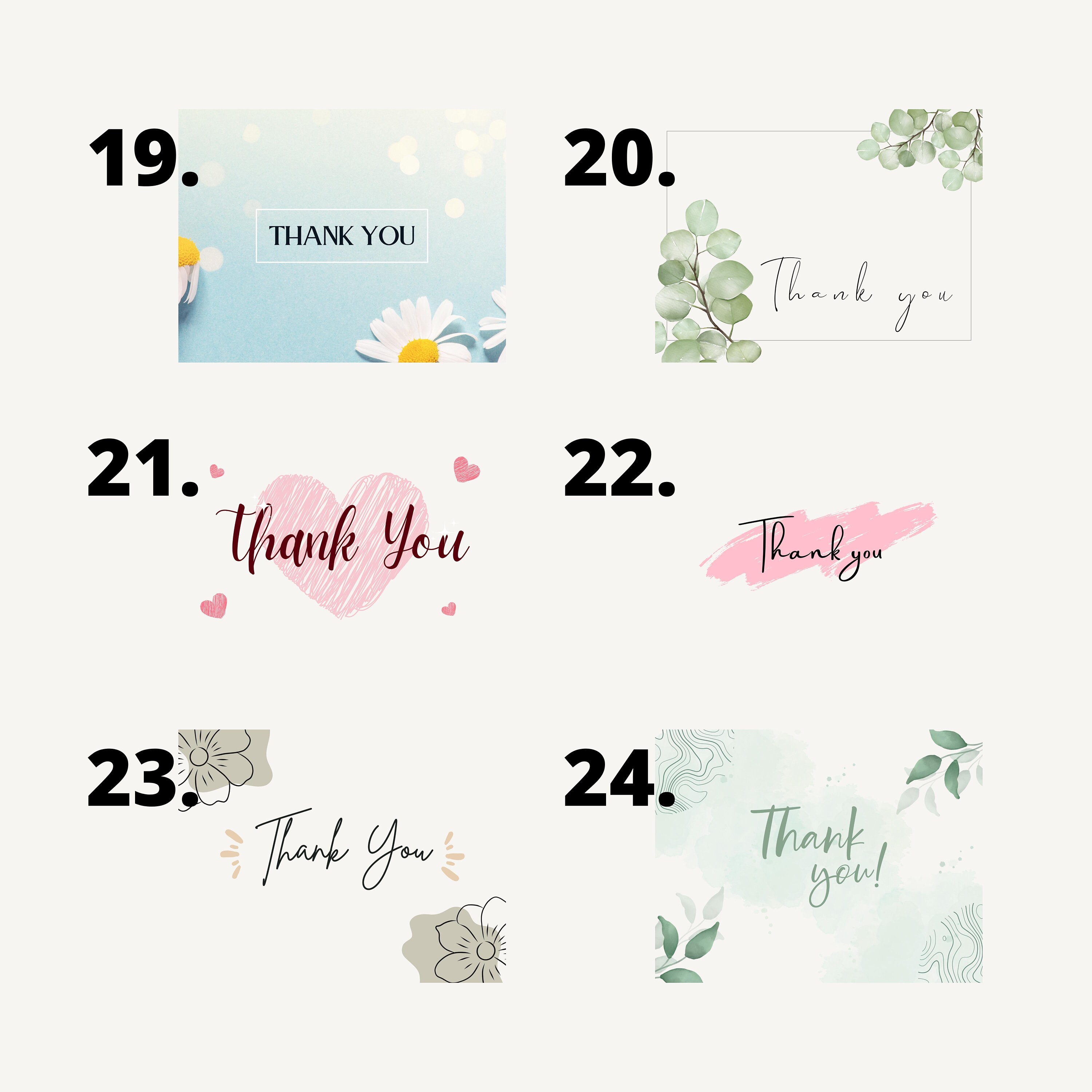 10 Thank You Card Sets Watercolor Floral Designs Merci Cards - Etsy
