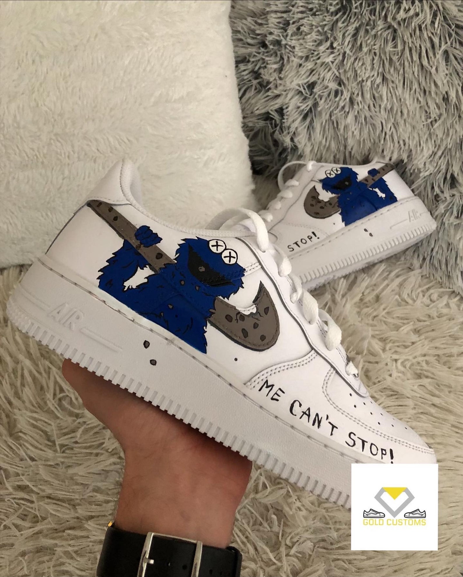 Kaws x Sesame Street Cookie monster Air Force 1 | Etsy