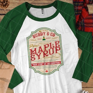Buddy and Co Ahornsirup Etikett - Weihnachtsdesign - Sublimationsdesign Sofortiger digitaler Download - 300 DPI PNG
