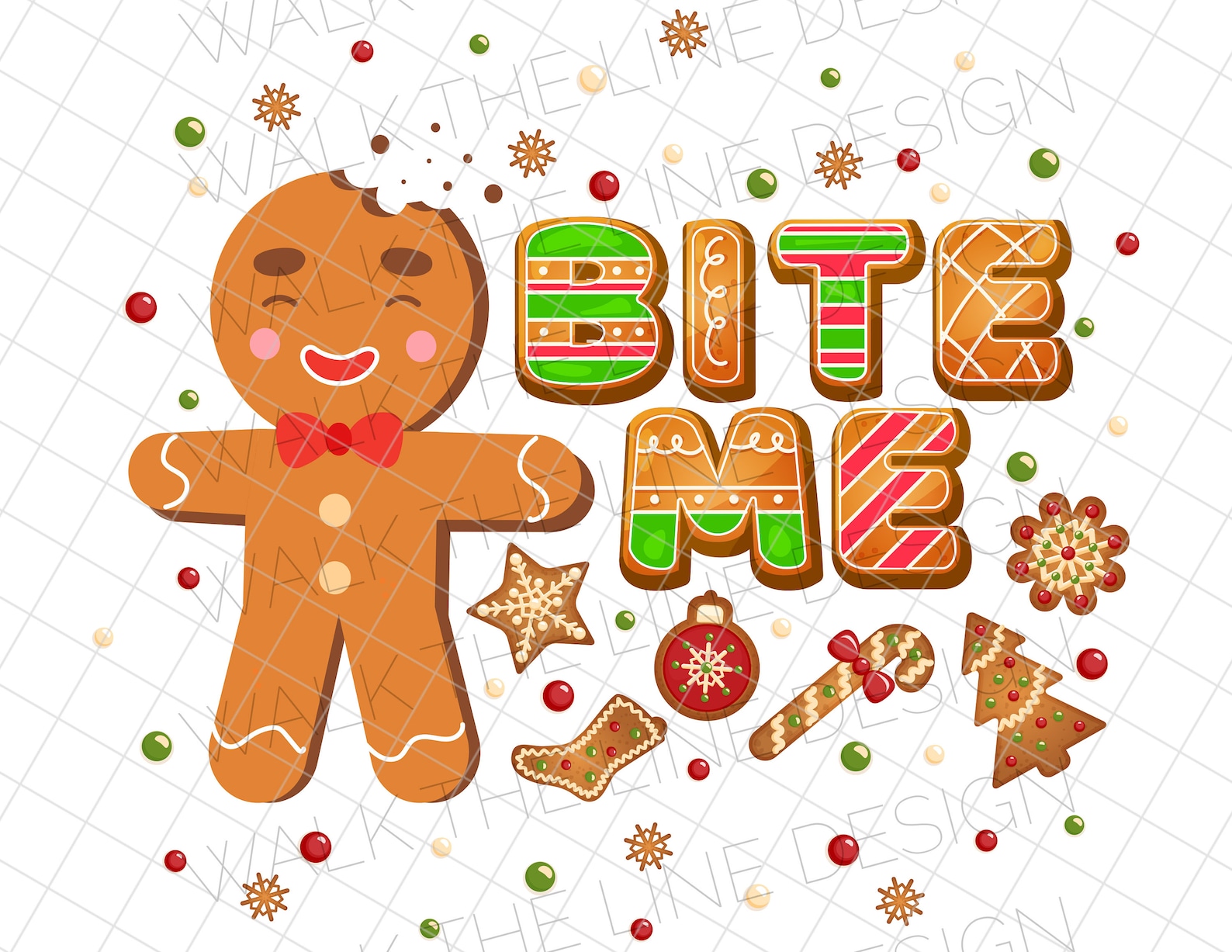Gingerbread Man Bite Me Funny Christmas Design Sublimation - Etsy