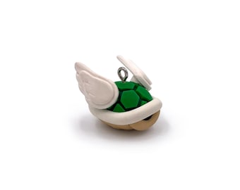 Winged Turtle Shell Charm – Polymer Clay Ornament or Keychain (Red/Green)