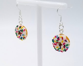 Miniature Doughnut Earrings | Tiny Food Earrings | Lightweight Jewelry | Clay Dangle Earrings | Polymer Clay Food Earring | Pastry Earrings