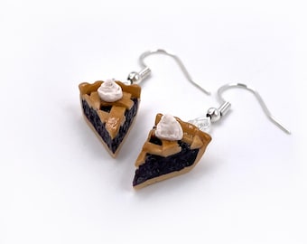 Miniature Blackberry Pie Earrings – Handmade Polymer Clay Dessert Jewelry