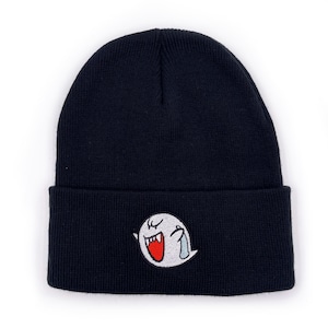Embroidered Boo Beanie - Two-sided Boo Beanie - Embroidered Ghost Beanie - Halloween Ghost Beanie -  Gifts for Gamers - Seasonal Headwear