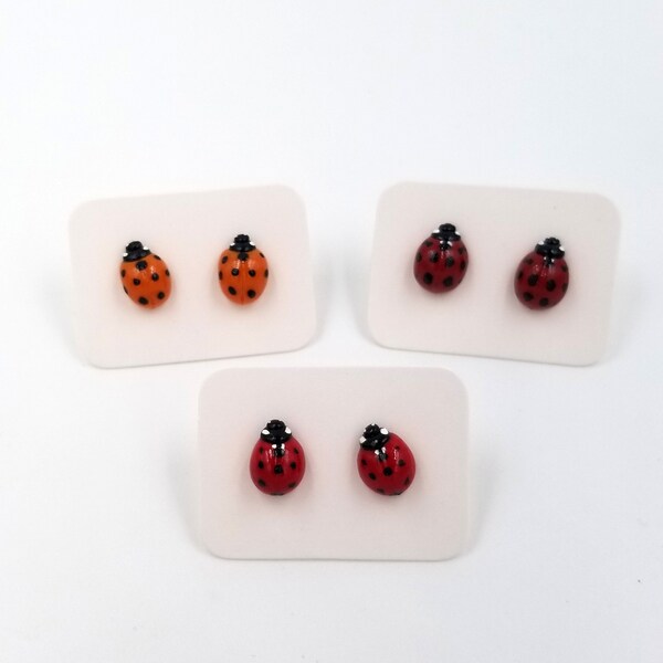 Ladybug Earring Studs | Handmade Earrings | Polymer Clay Earrings | Bug Earrings | Seasonal Jewelry | Cute Jewelry | Spring Gift Ideas