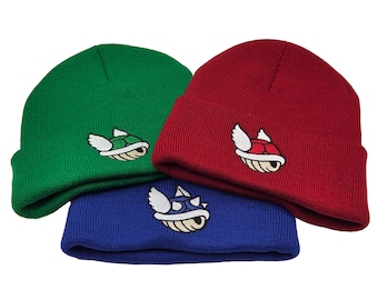 Embroidered Turtle Shell Beanie - Winged Turtle Shell Beanie - Video Game Apparel - Gamer Gear