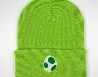 Embroidered Yoshi Egg Beanie - Video Game Apparel