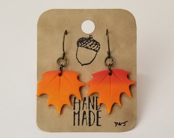 Maple Leaf Dangle Earrings | Fall Earrings | Lightweight | Leaf Earrings | Clay Dangle Earrings | Seasonal Earrings | Fall Gift Idea
