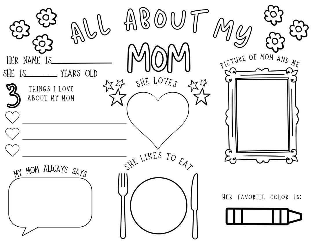 Digital Download- All About My Mom- Mothers Day Printable - Etsy