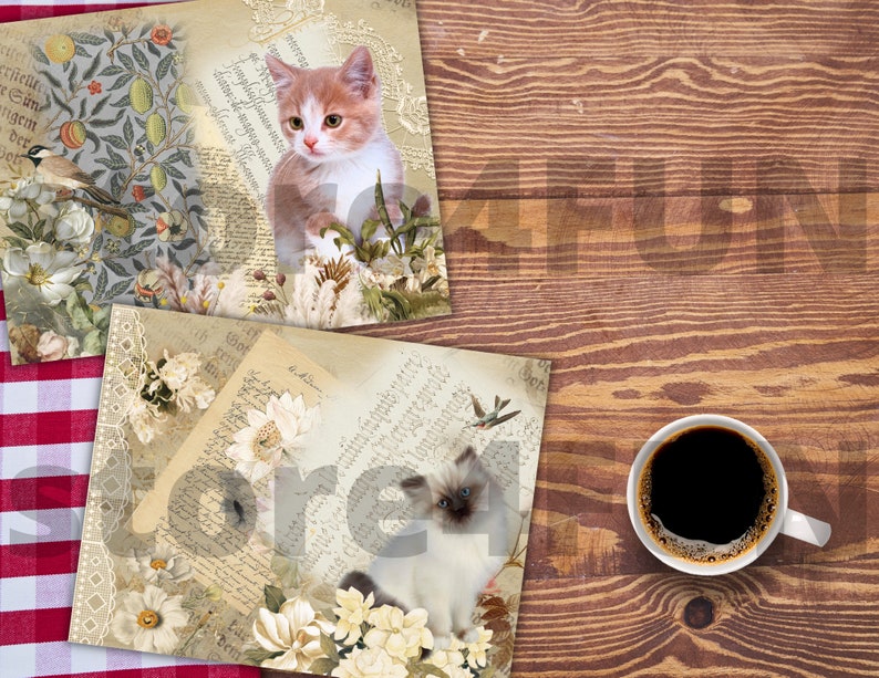 Fluffy Kittens Junk Journal Kit Printable Junk Journal Kit | Etsy