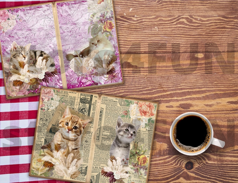 Fluffy Kittens Junk Journal Kit Printable Junk Journal Kit | Etsy
