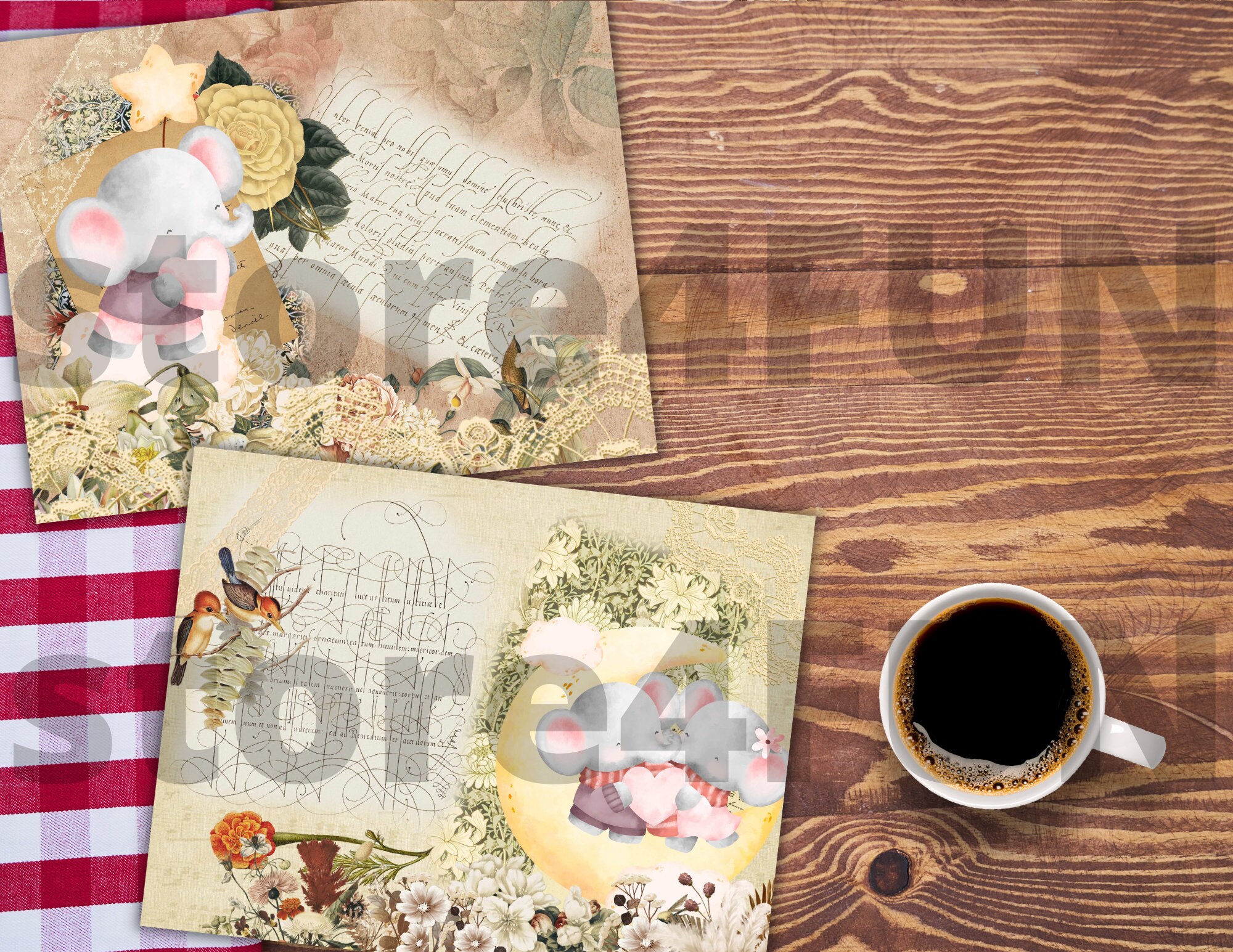 Cute Elephant Junk Journal Kit Printable Junk Journal Kit Etsy