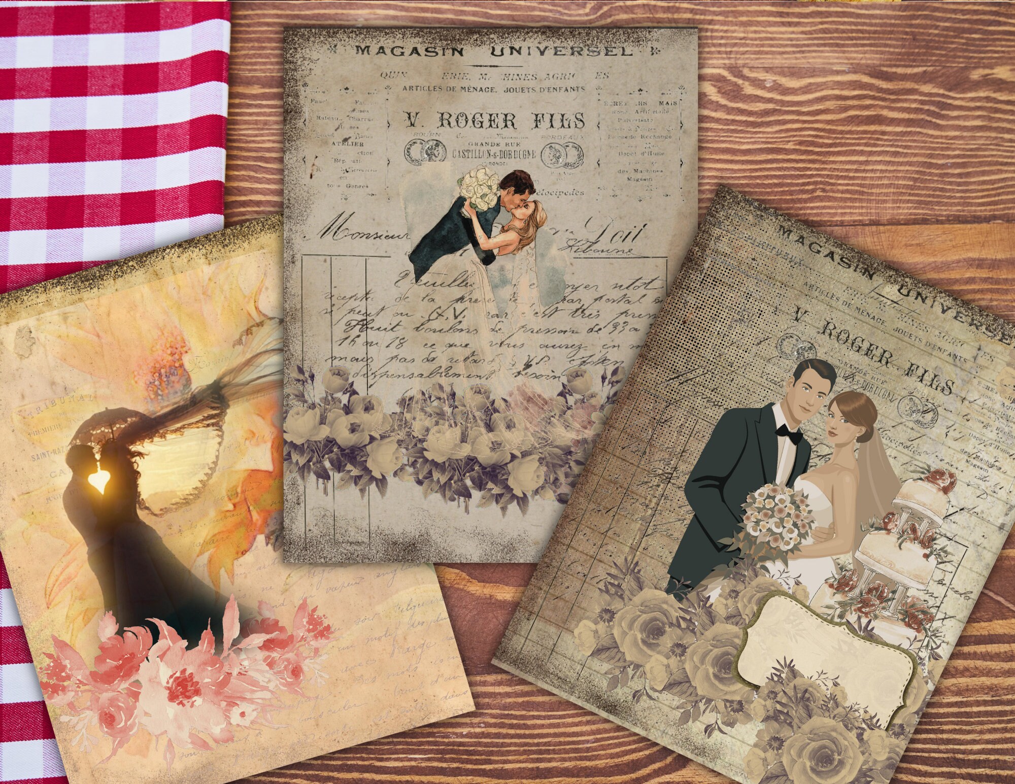 Wedding Junk Journal Kit Printable Junk Journal Kit Wedding Etsy