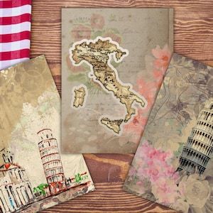 Travel Italy Junk Journal Kit, Printable Junk Journal Kit, Italy Journal Kit, Italy Journal, Junk Journal Ephemera, Italy, clip art, Rome