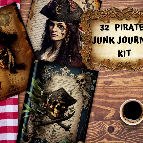 Pirates Junk Journal Kit, Printable Junk Journal Kit, Pirates Journal Kit, Pirates Journal, Junk Journal Ephemera, scrapbooking éphémères