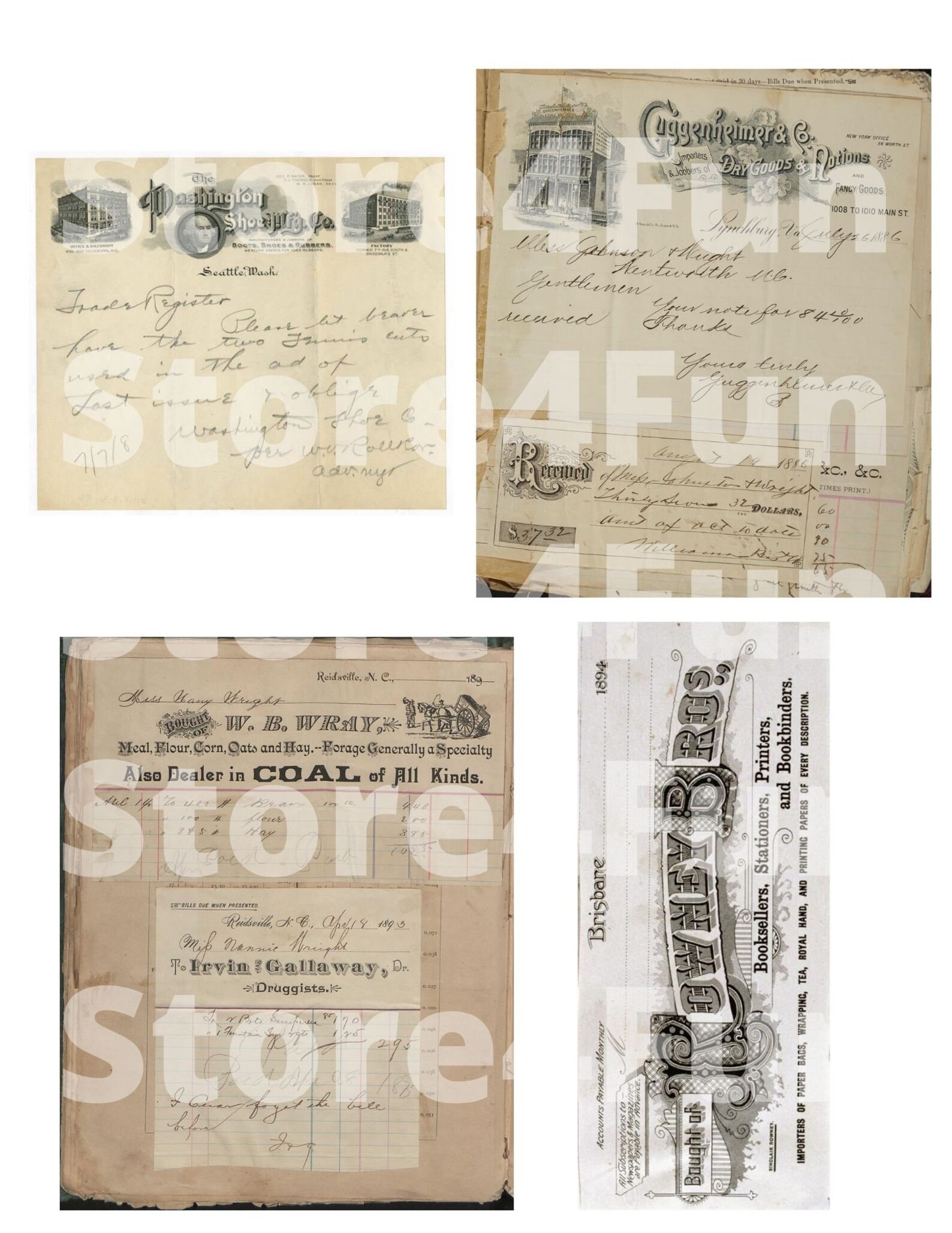 digital vintage receipts printable ephemera vintage etsy