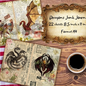 Mystic Dragons Junk Journal Kit, Junk Journal Supplies, Journal Printables, Ephemera Junk Journal, Dungeons And Dragons, Fantasy Dragon