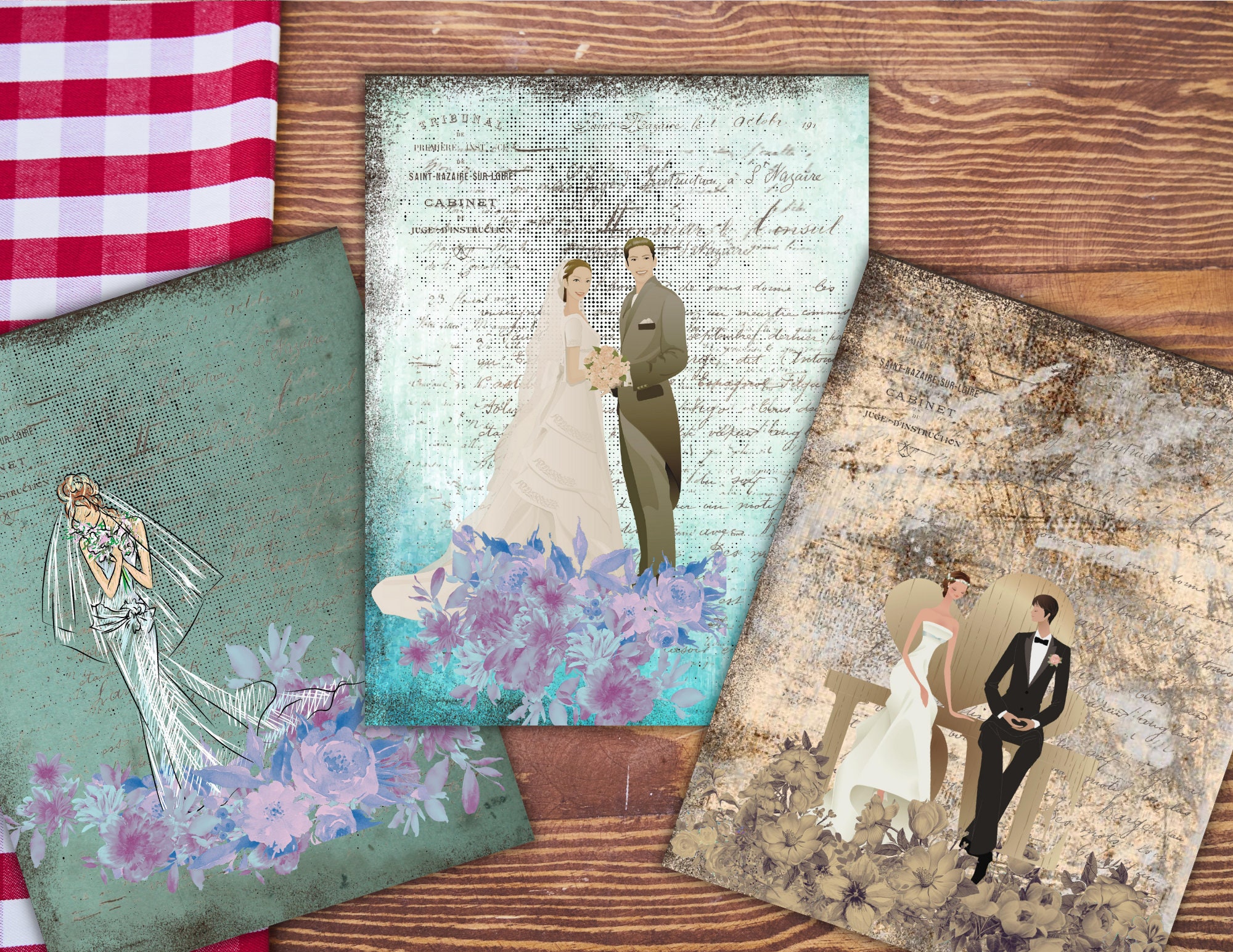 Wedding Junk Journal Kit Printable Junk Journal Kit Wedding Etsy