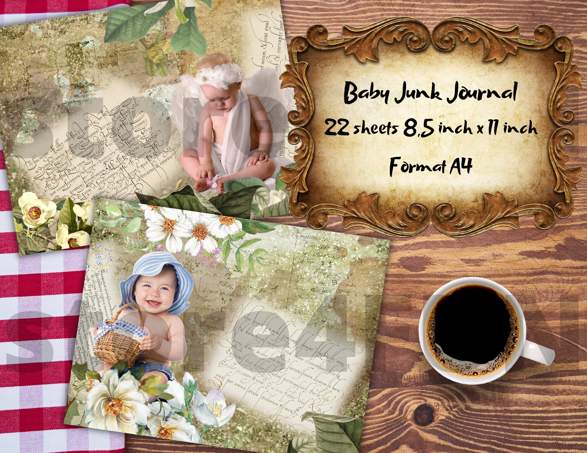 Infant Baby Junk Journal Kit Printable Junk Journal Kit Baby Etsy