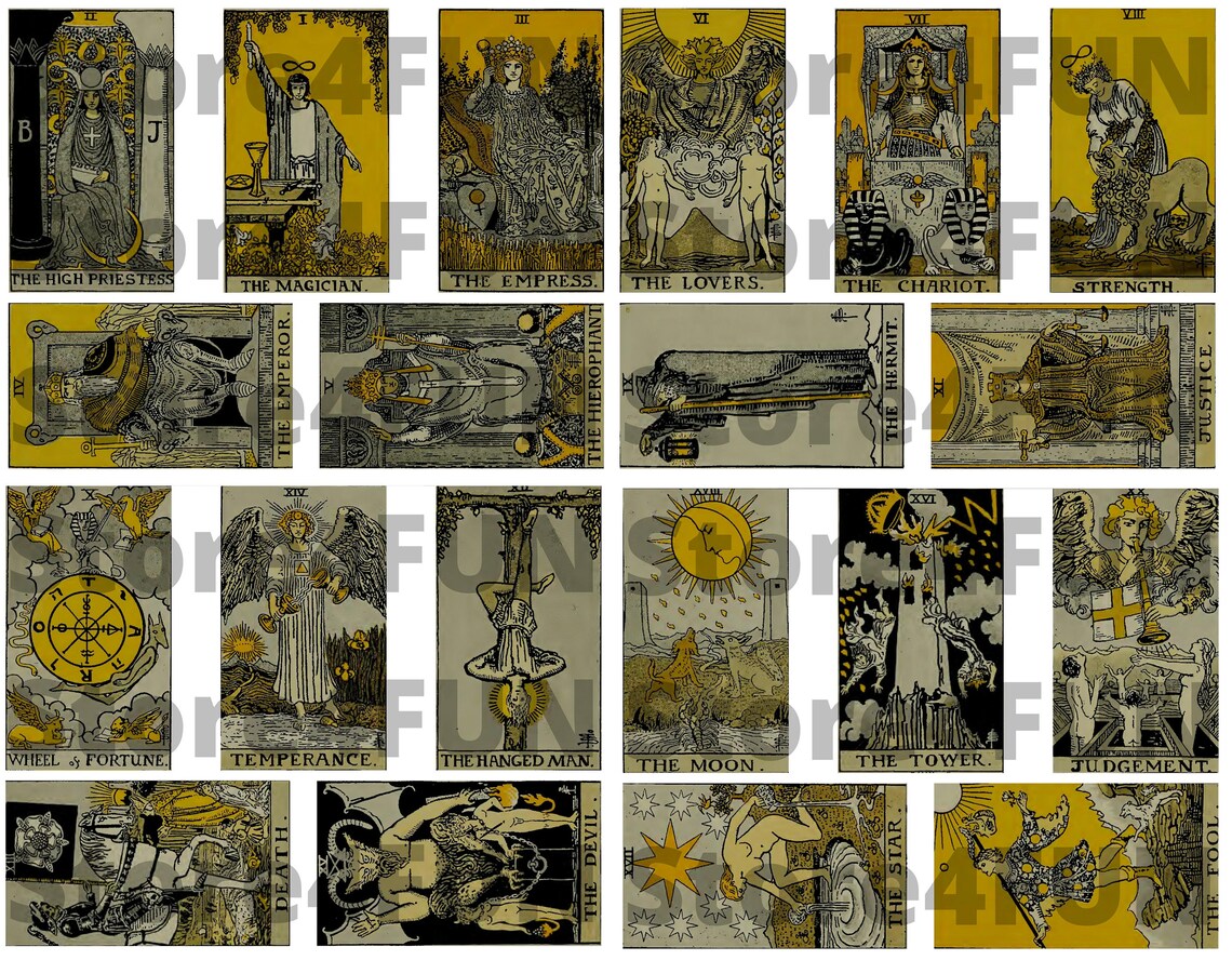 Printable Tarot Deck 78 Cards Actual Size Divination Deck | Etsy