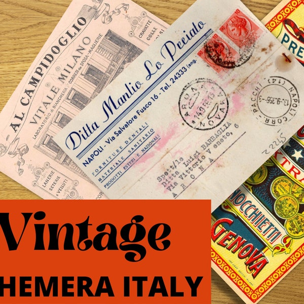 Digital Vintage Ephemera Kit - Italy, srcapbooking ephemera, junk journal kit, italia, rome, vinage, digital download, digital ephemera