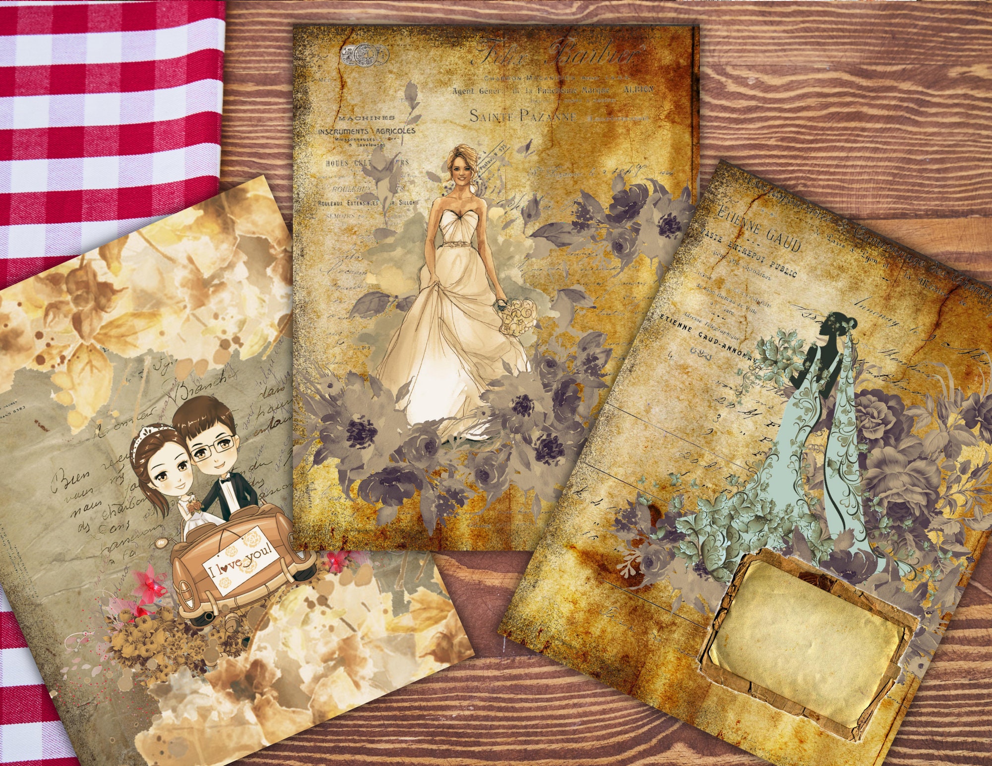 Wedding Junk Journal Kit Printable Junk Journal Kit Wedding Etsy