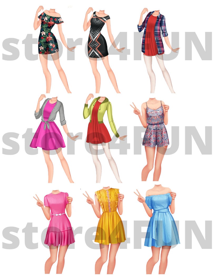 Printable Paper Doll Paper Stencils Paper Doll Digital - Etsy