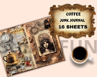 Coffee Junk Journal Kit, Junk Journal Supplies, Journal Printables, Ephemera Junk Journal, Coffee, digital ephemera, digital journal