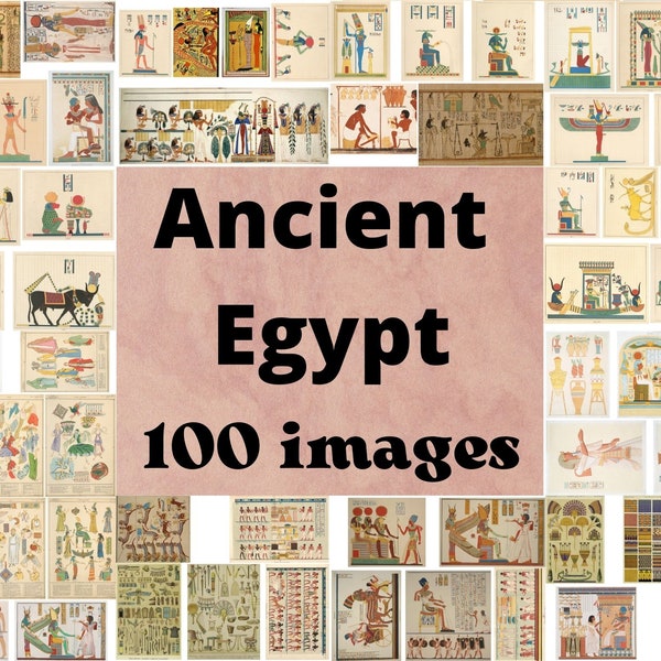 Ancient Egypt 100 images Printable Paper, egyptian clipart, Egypt Digital Download, Egypt clip art, junk journal, ephemera, collage sheet