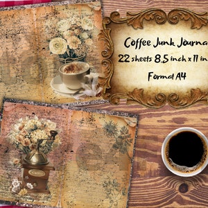 Coffee Junk Journal Kit, Junk Journal Supplies, Journal Printables, Ephemera Junk Journal, Coffee, digital ephemera, digital journal