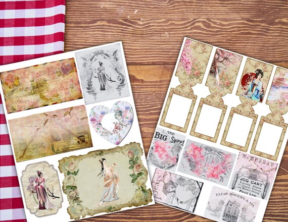 Japan Cherry Blossom Junk Journal Kit, Junk Journal Supplies, Journal Printables, Ephemera Junk Journal, digital ephemera, digital journal,