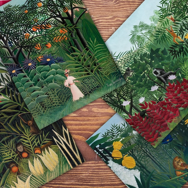 53x Henri Rousseau digital art prints, henri rousseau, giclée, digital prints, home decor, equatorial jungle, vintage, aesthetic wall art