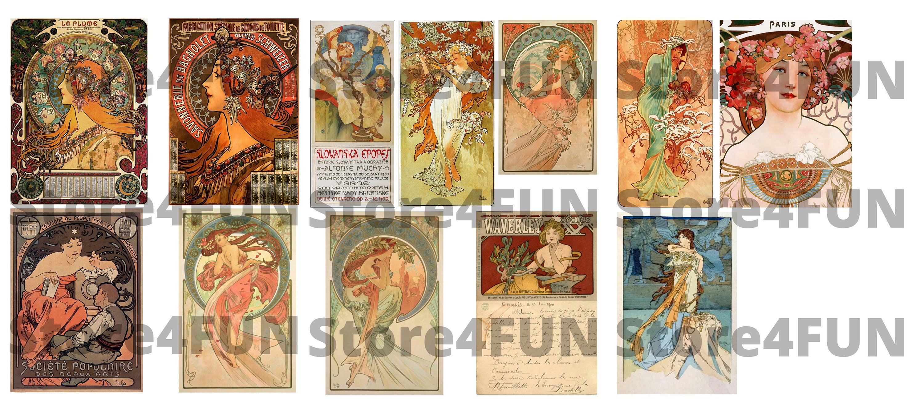 Alphonse Mucha Posters and Illustrations Digital Printable - Etsy
