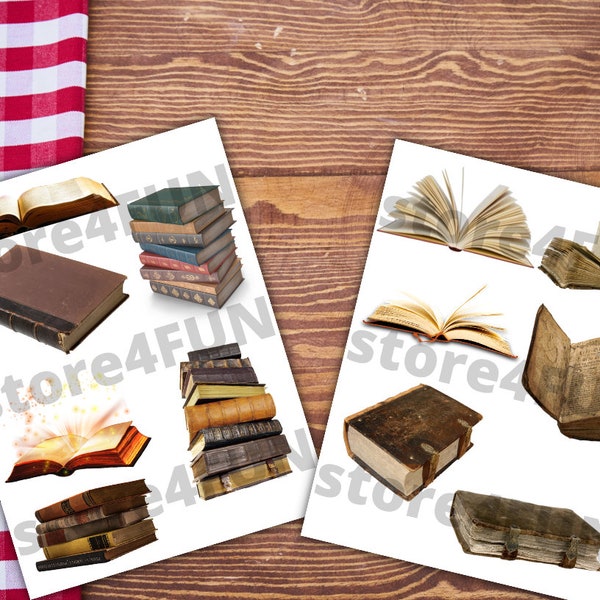 100x Vintage Book PNG, books, instant download, junk journal png, book png, books png, digital prints, book lover, png files, book clipart
