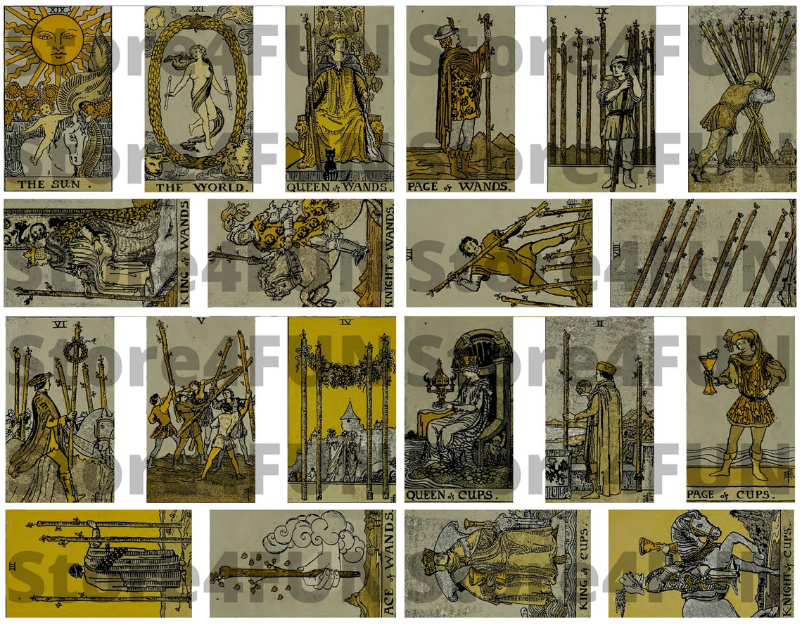 Printable Tarot Deck 78 Cards Actual Size Divination Deck | Etsy