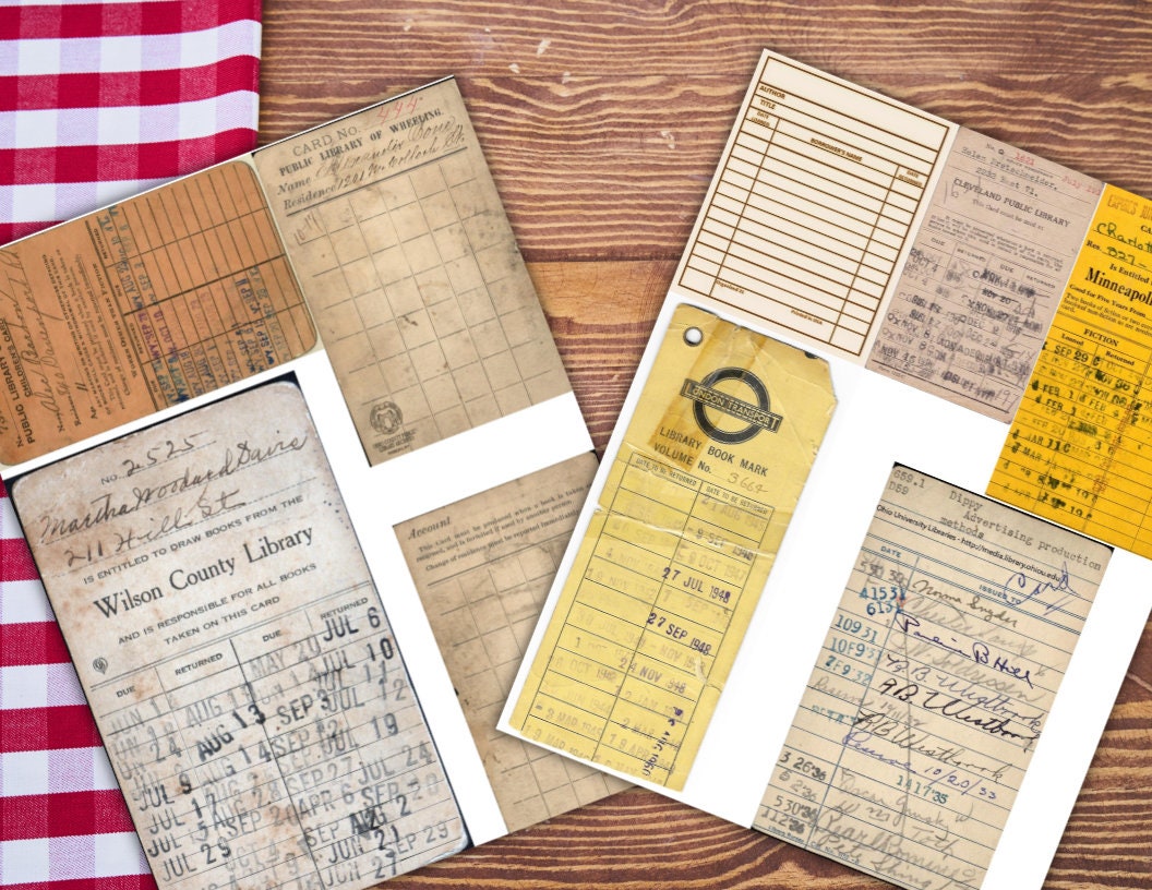 Digital Vintage Library Card Ephemera Paper Library Card Etsy