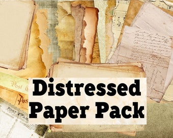 Distressed Retro Vintage Paper Pack PNG, Instant Download, Ephemera Pack, Printable, Digital Collage, Mixed Media, Clipart, Retro-Ephemera