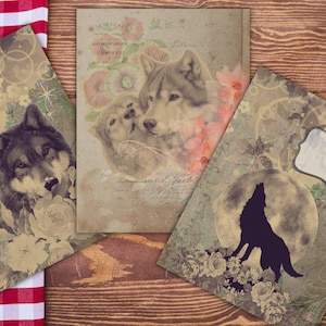 Wild Wolves Junk Journal Kit, Junk Journal Supplies, Journal Printables, Ephemera Junk Journal, Wolf, digital ephemera, digital journal