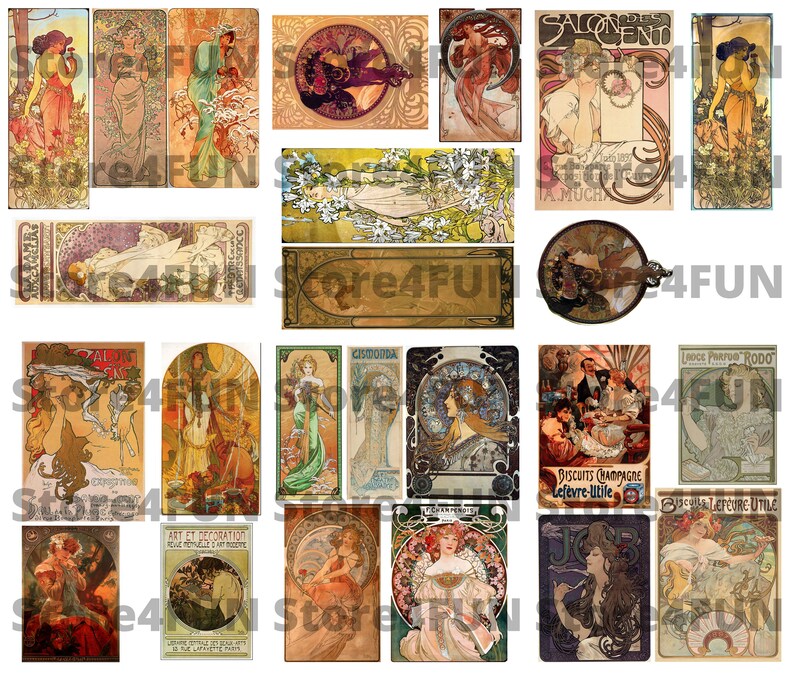 Alphonse Mucha Posters and Illustrations Digital Printable - Etsy