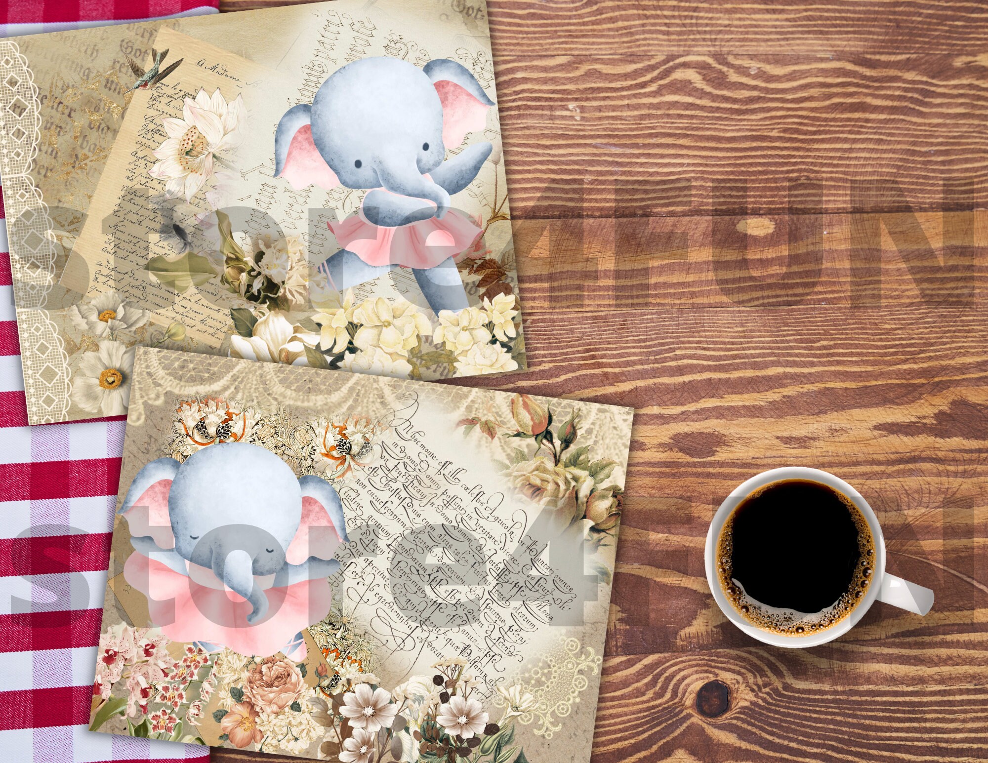 Cute Elephant Junk Journal Kit Printable Junk Journal Kit Etsy